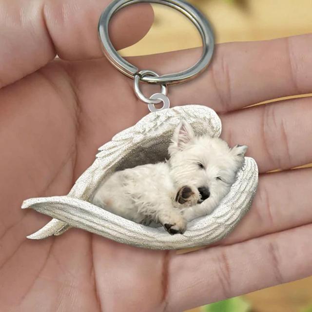 Dog Sleeping Angel Keychains