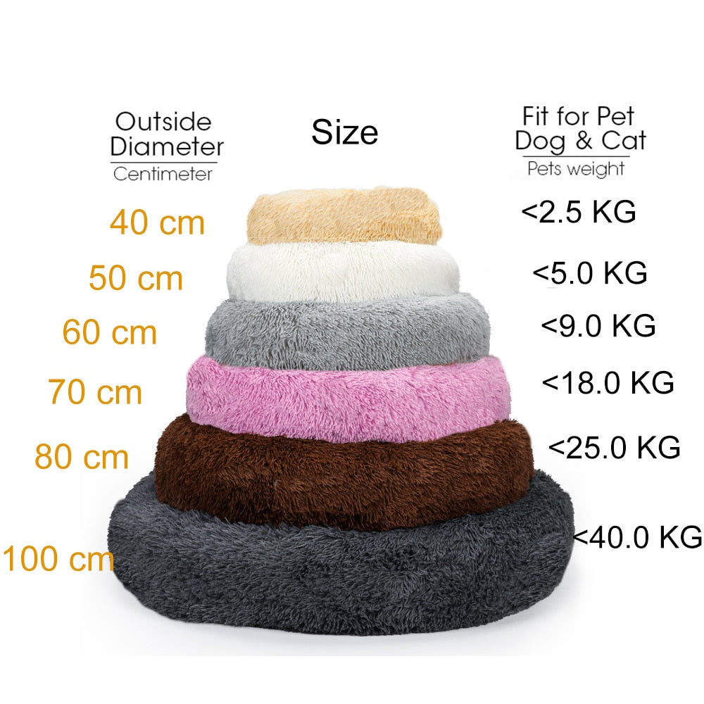 Donut Dog Bed Warm Soft Long Plush Pet Cushion