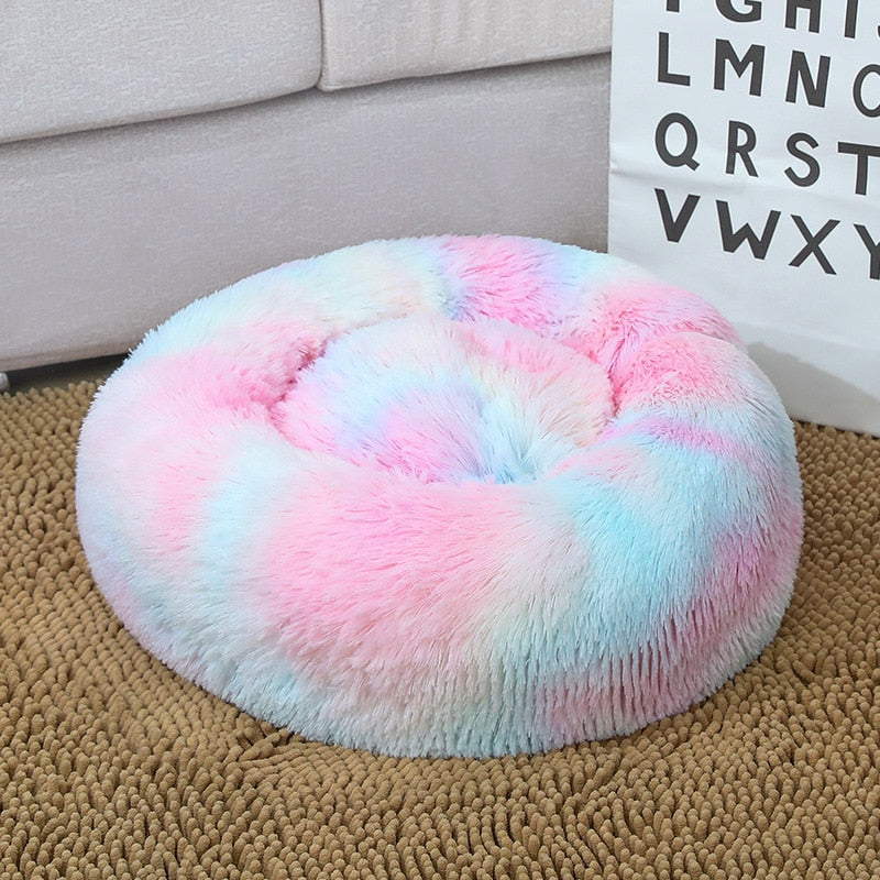 Donut Dog Bed Warm Soft Long Plush Pet Cushion